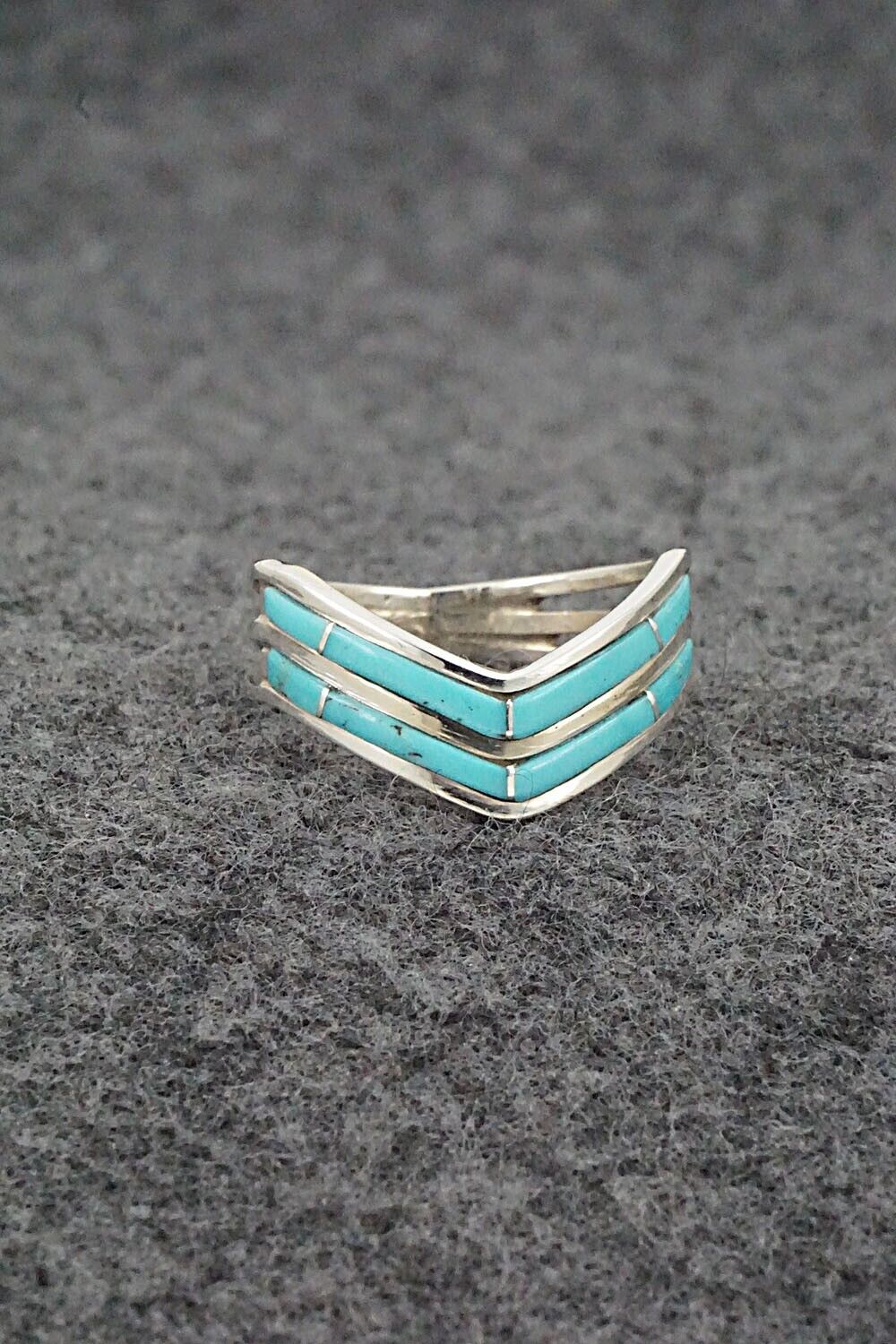 Turquoise & Sterling Silver Ring - Andrew Enrico - Size 8.25