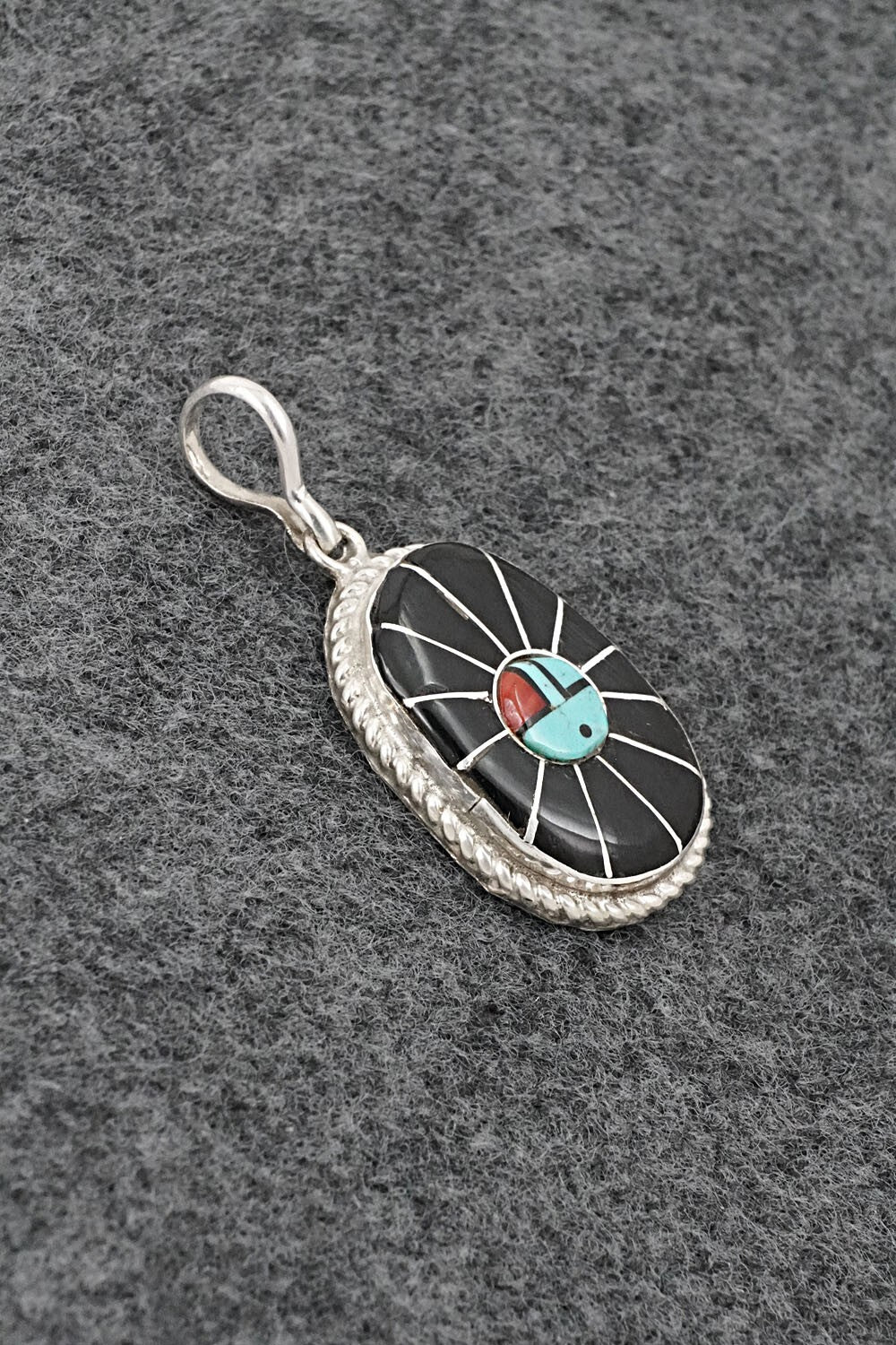 Multi Stone & Sterling Silver Inlay Pendant - Ola Eriacho