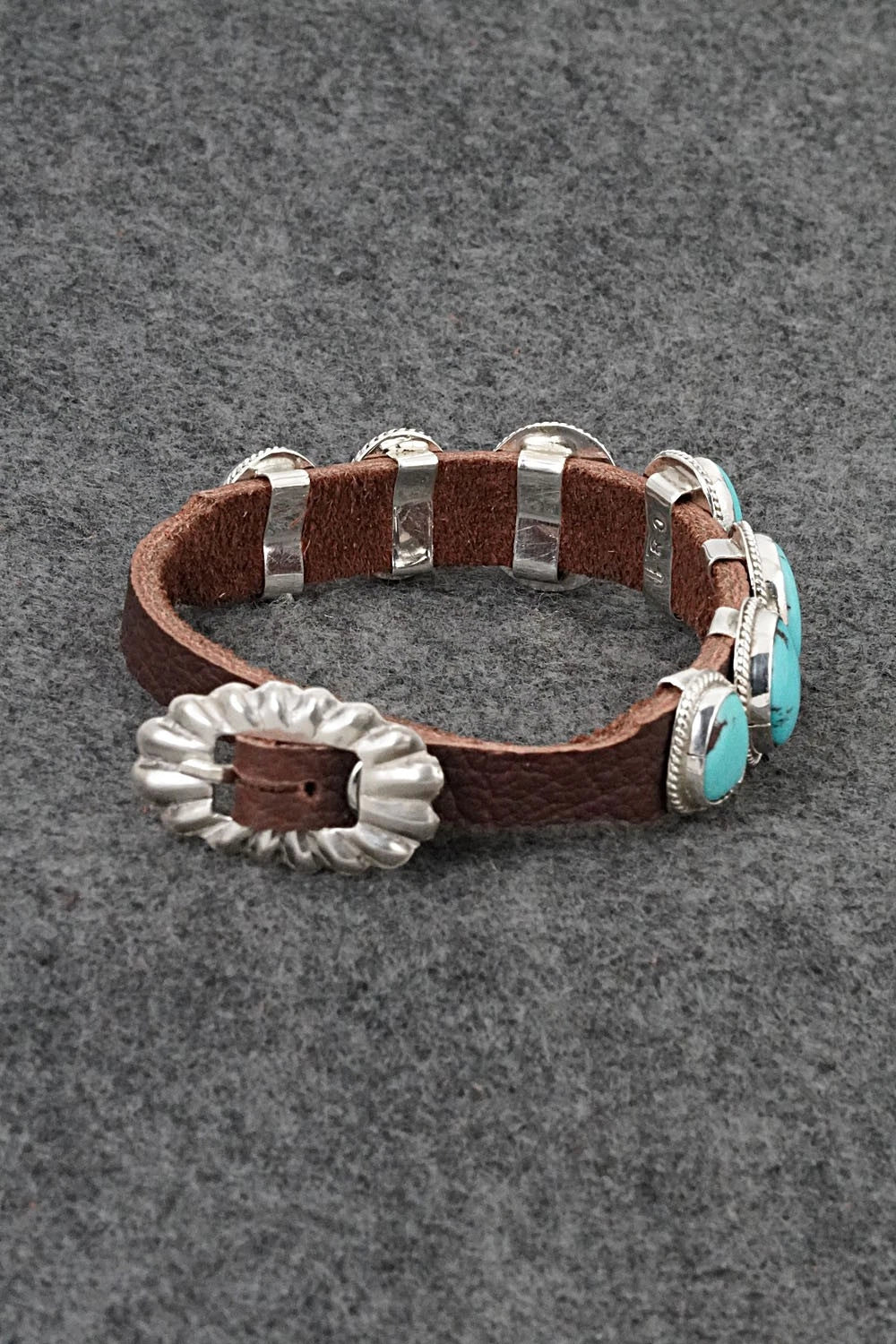 Turquoise, Spiny Oyster, Sterling Silver & Leather Bracelet - Rosita Charlie
