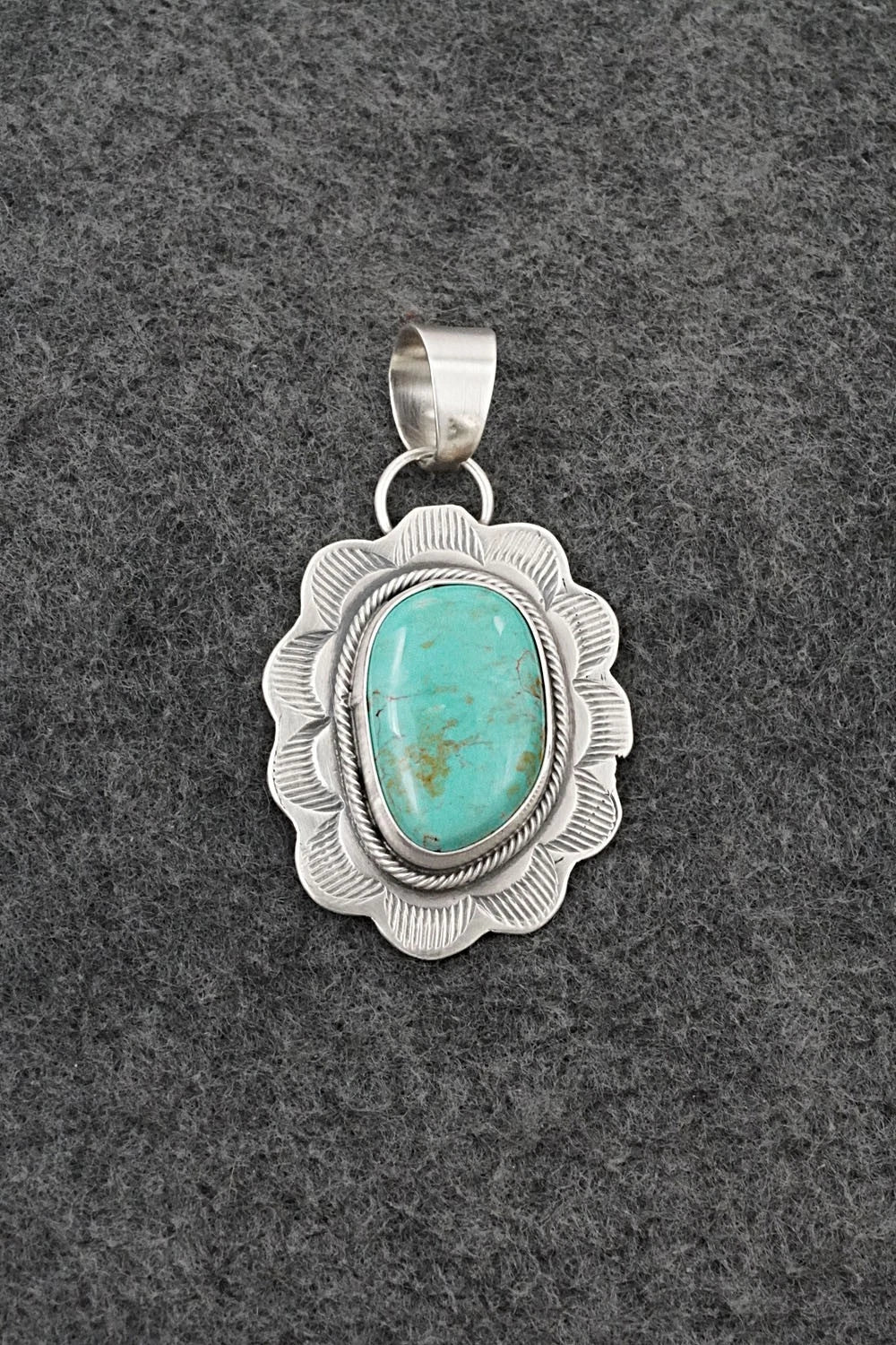 Turquoise & Sterling Silver Pendant - Cordell Platero