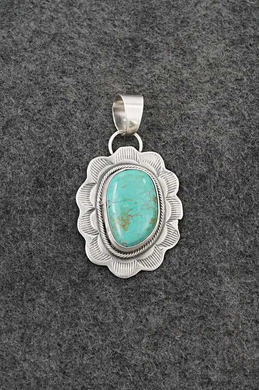 Turquoise & Sterling Silver Pendant - Cordell Platero