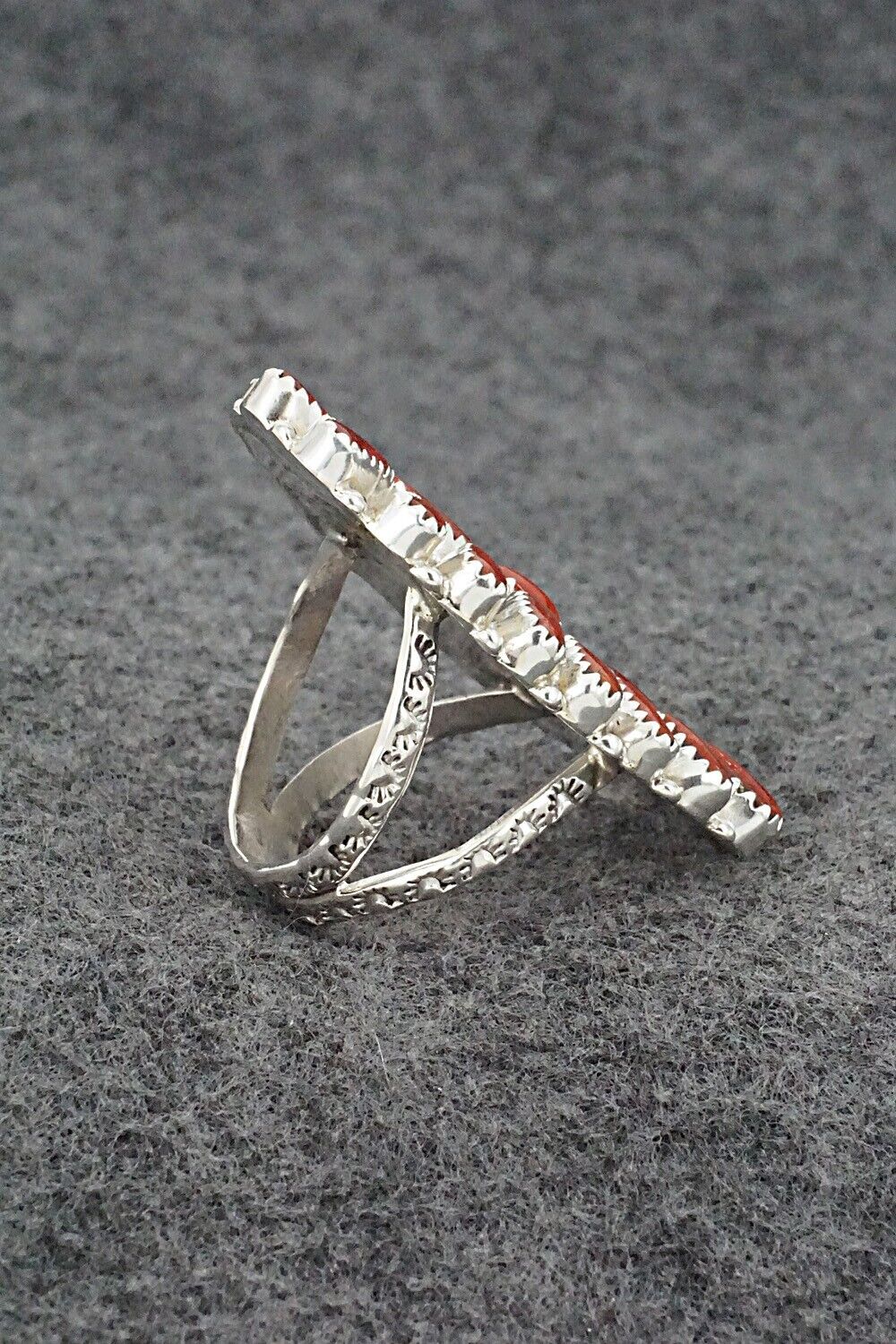 Coral & Sterling Silver Ring - Donovan Wilson - Size 8.5