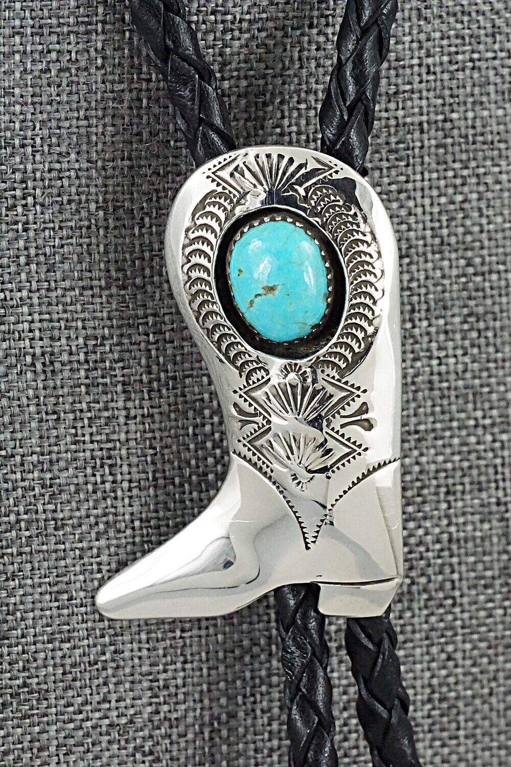 Turquoise & Sterling Silver Bolo Tie - Shirley Skeets