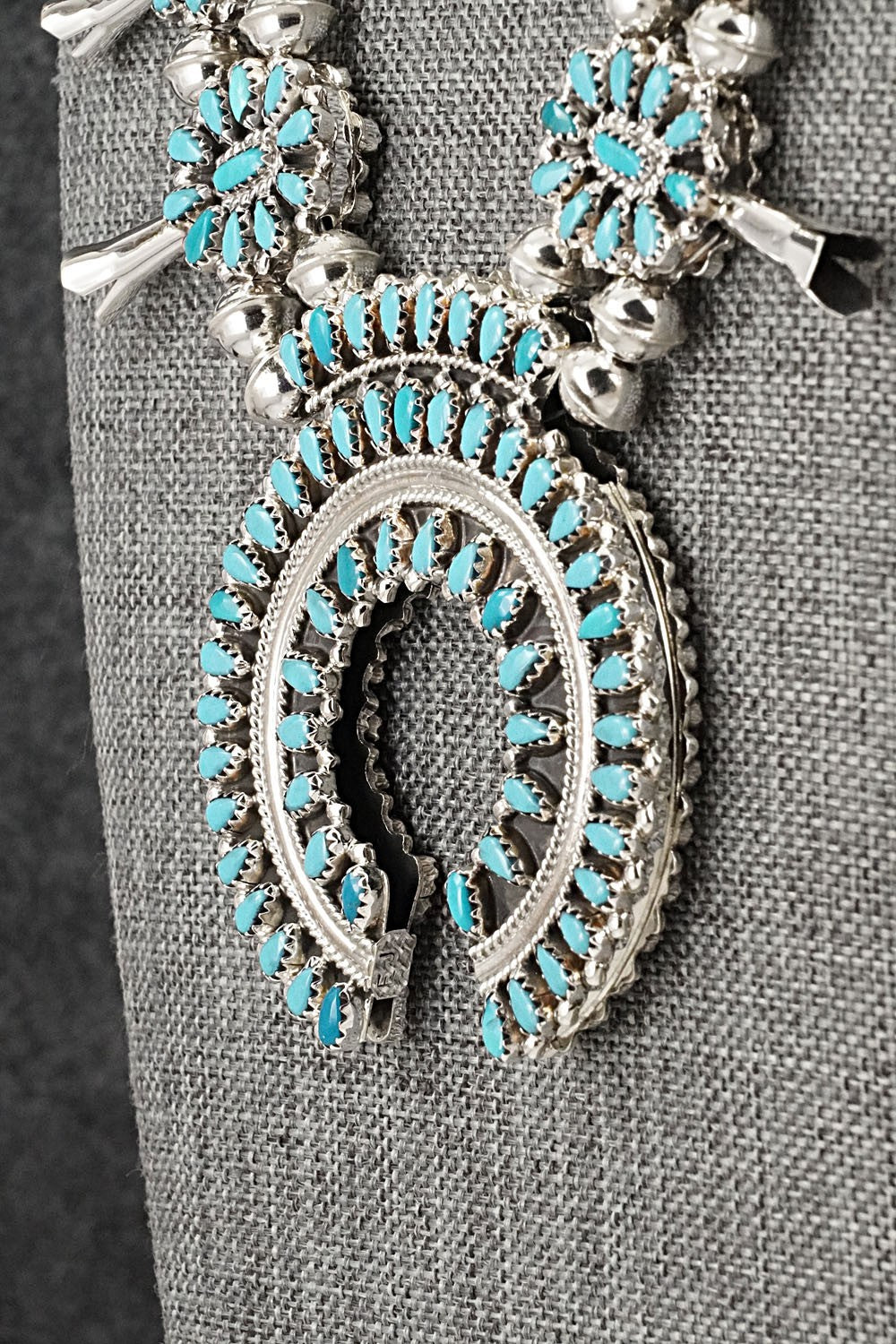 Turquoise, Coral & Sterling Silver Reversible Squash Blossom Set - Elton James