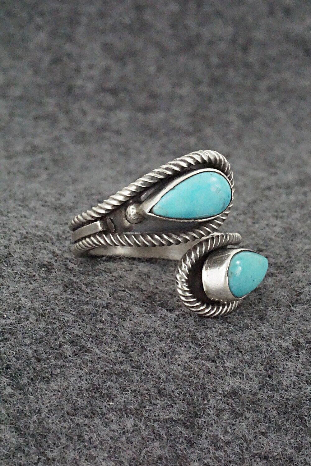 Turquoise & Sterling Silver Ring - Kenny Lonjose - Size 8