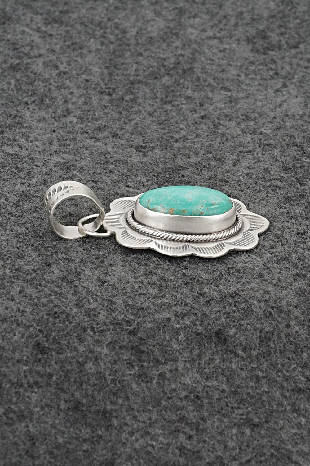 Turquoise & Sterling Silver Pendant - Cordell Platero