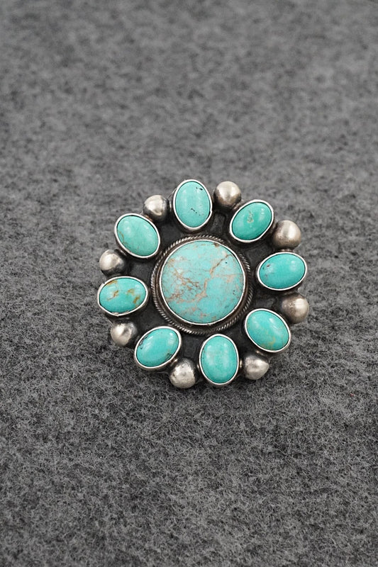 Turquoise & Sterling Silver Ring - Kathleen Livingston - Size Adjustable