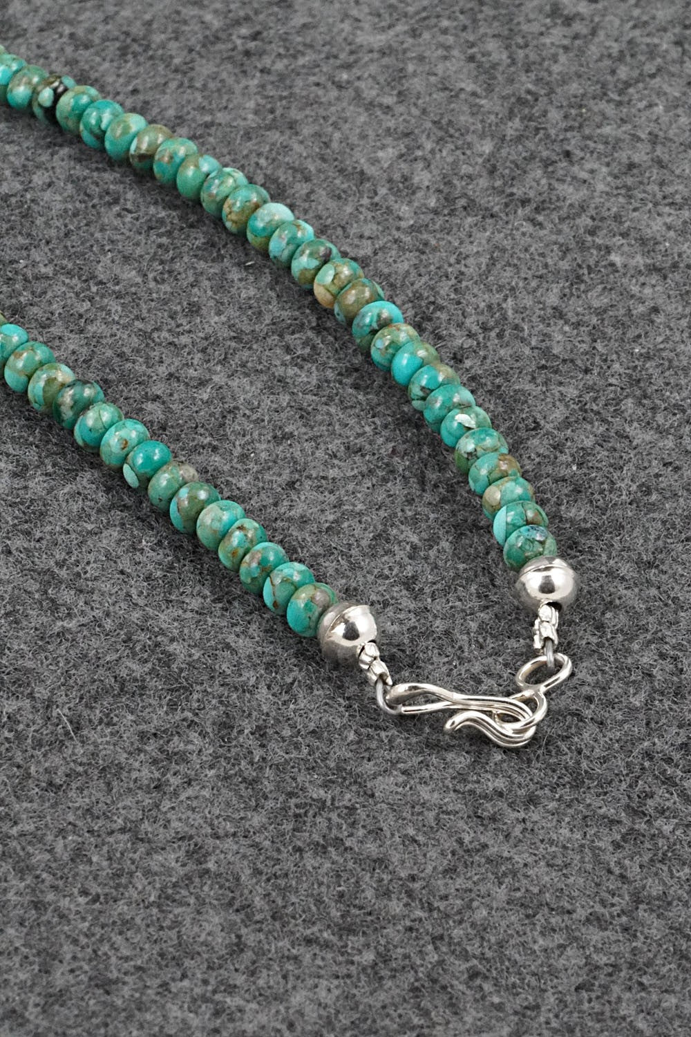 Turquoise, Spiny Oyster & Sterling Silver Necklace 19" - Helen Tsosie