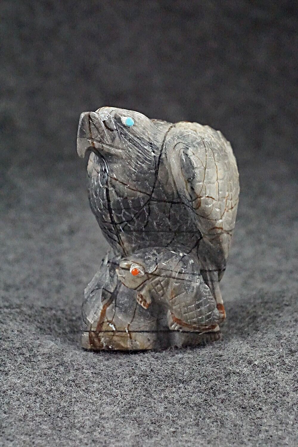 Eagle with Fish Zuni Fetish Carving - Derrick Kaamasee