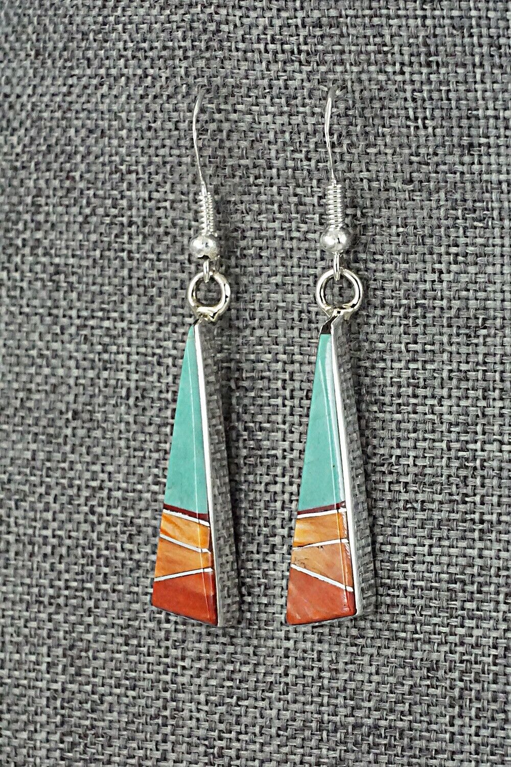 Turquoise, Spiny Oyster & Sterling Silver Earrings - Marilyn Yazzie