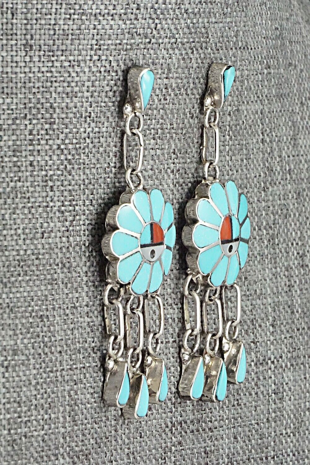 Multi Stone & Sterling Silver Inlay Earrings - Burdian Soseeah