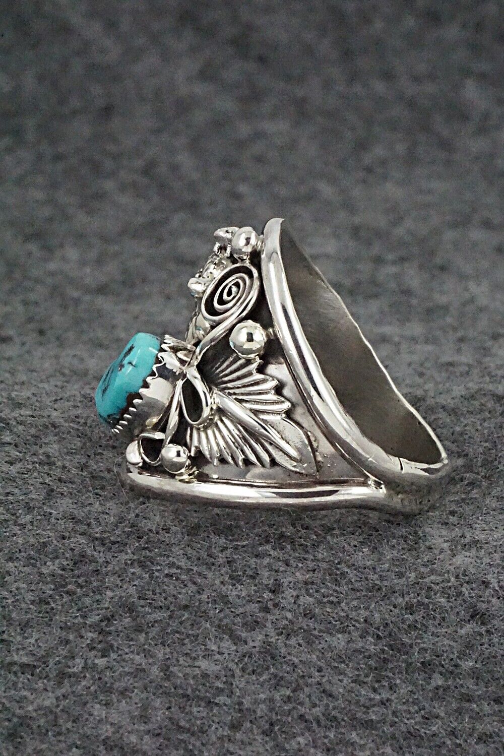 Turquoise & Sterling Silver Ring - Jeannette Saunders - Size 13.5