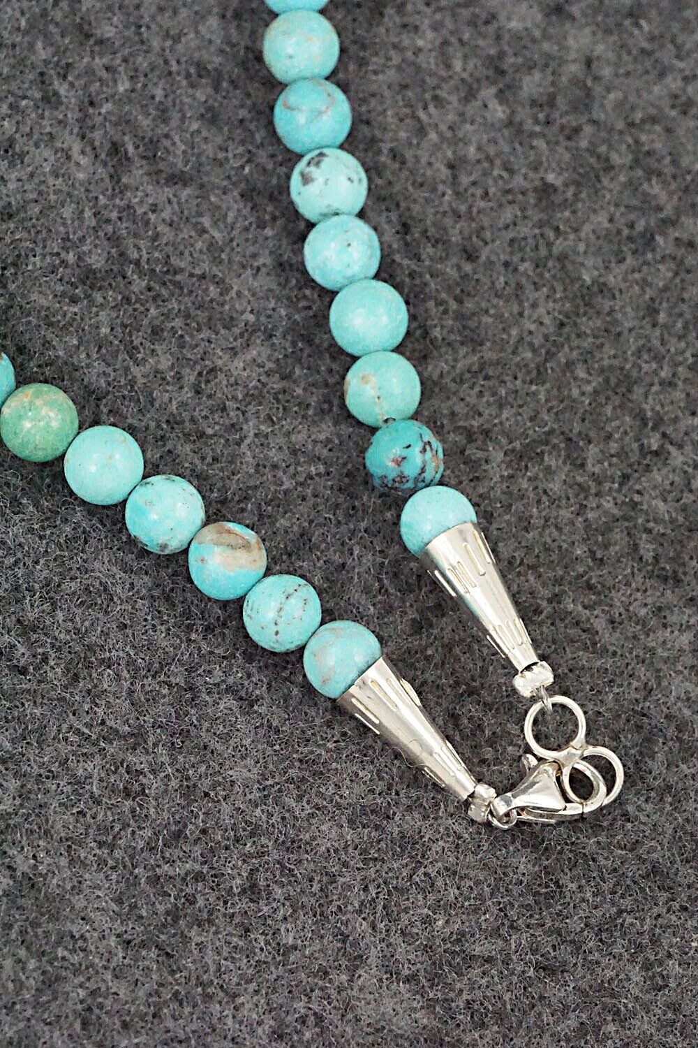 Turquoise & Sterling Silver Necklace 24" - Doreen Jake