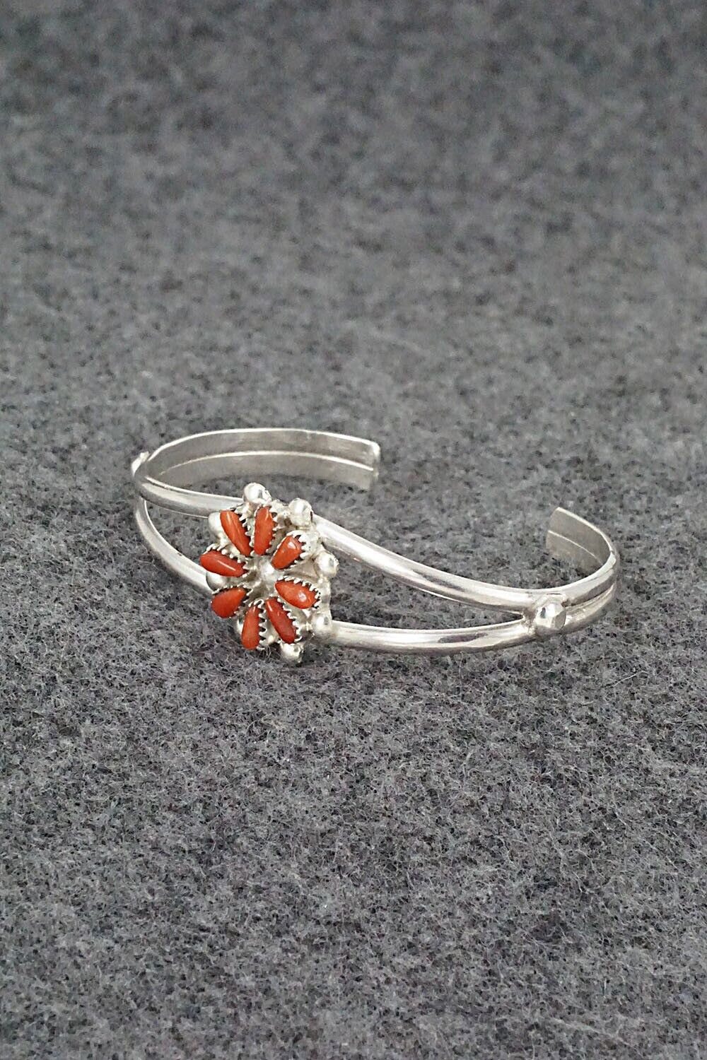 Coral & Sterling Silver Child Size Bracelet - David Leekity