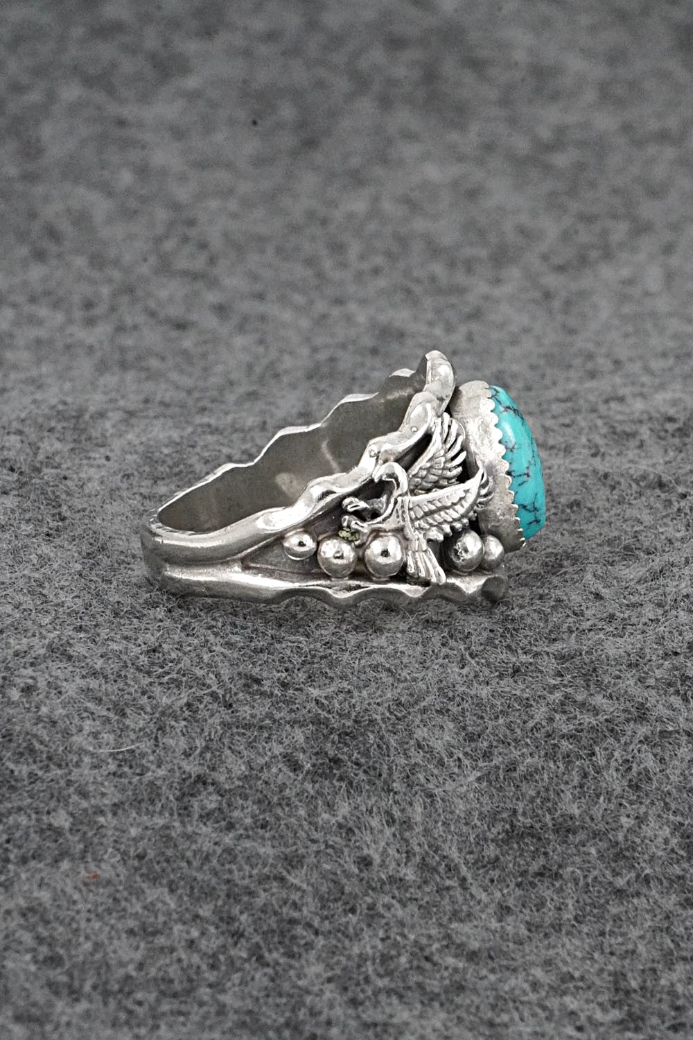 Turquoise & Sterling Silver Ring - Genevieve Francisco - Size 13