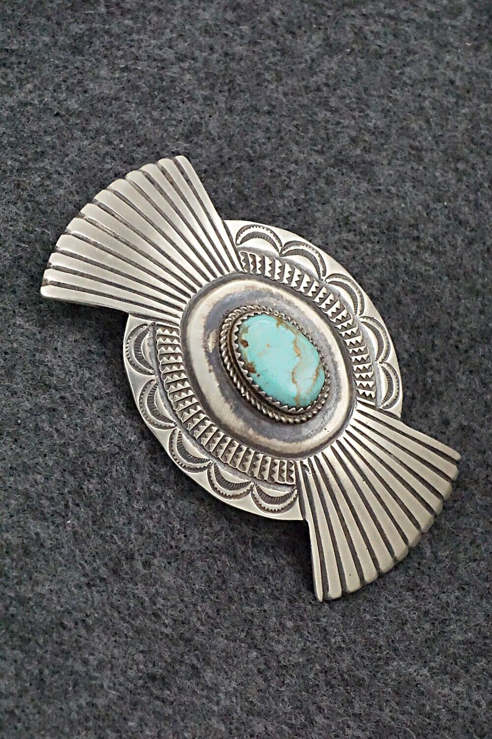 Turquoise & Sterling Silver Hair Barrette - Martha Cayatineto