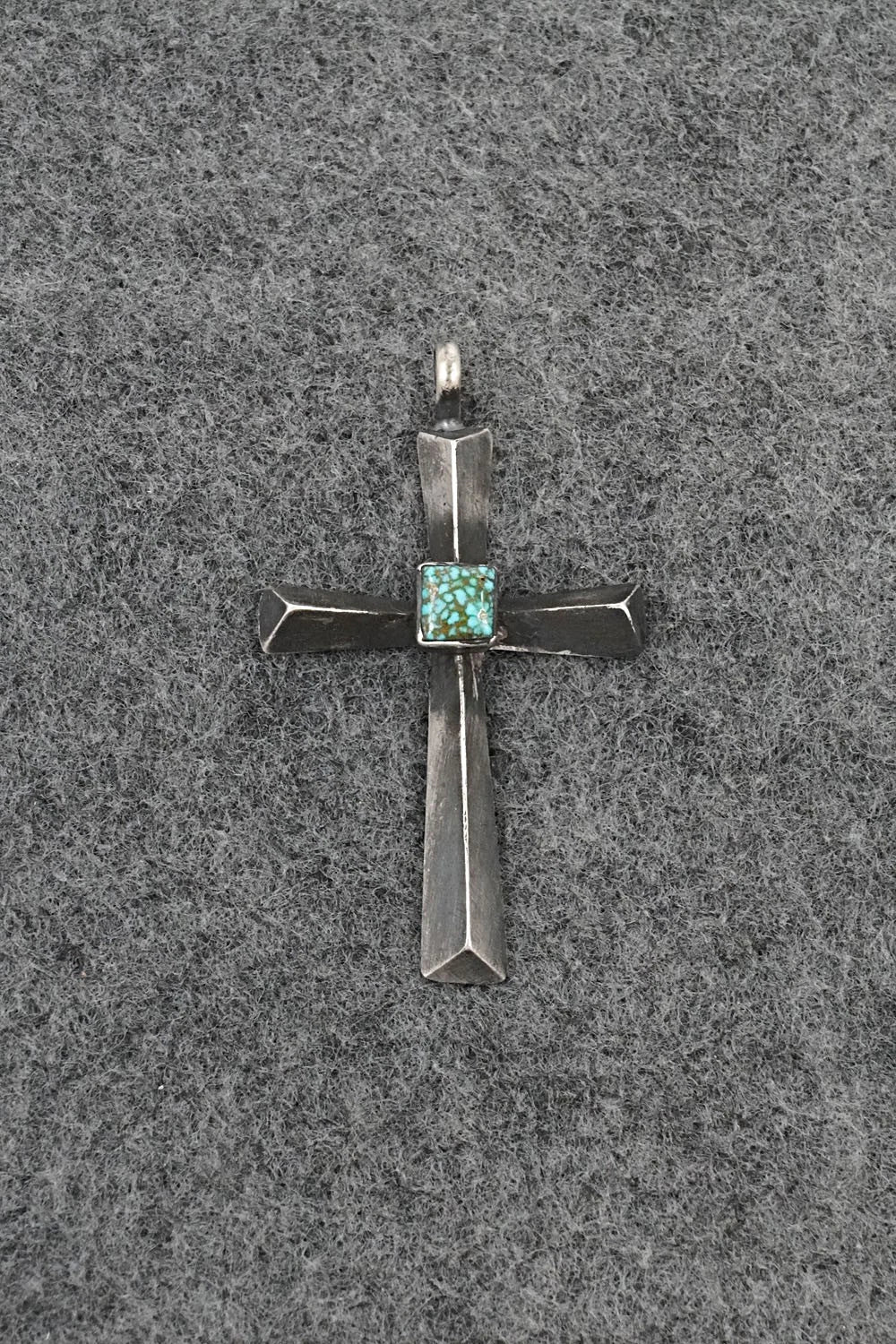 Turquoise & Sterling Silver Pendant - Raymond Bitsoi
