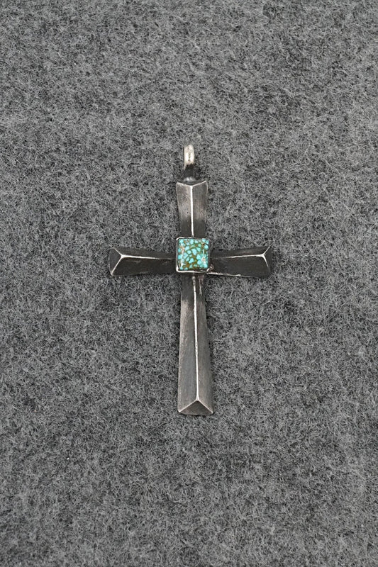Turquoise & Sterling Silver Pendant - Raymond Bitsoi
