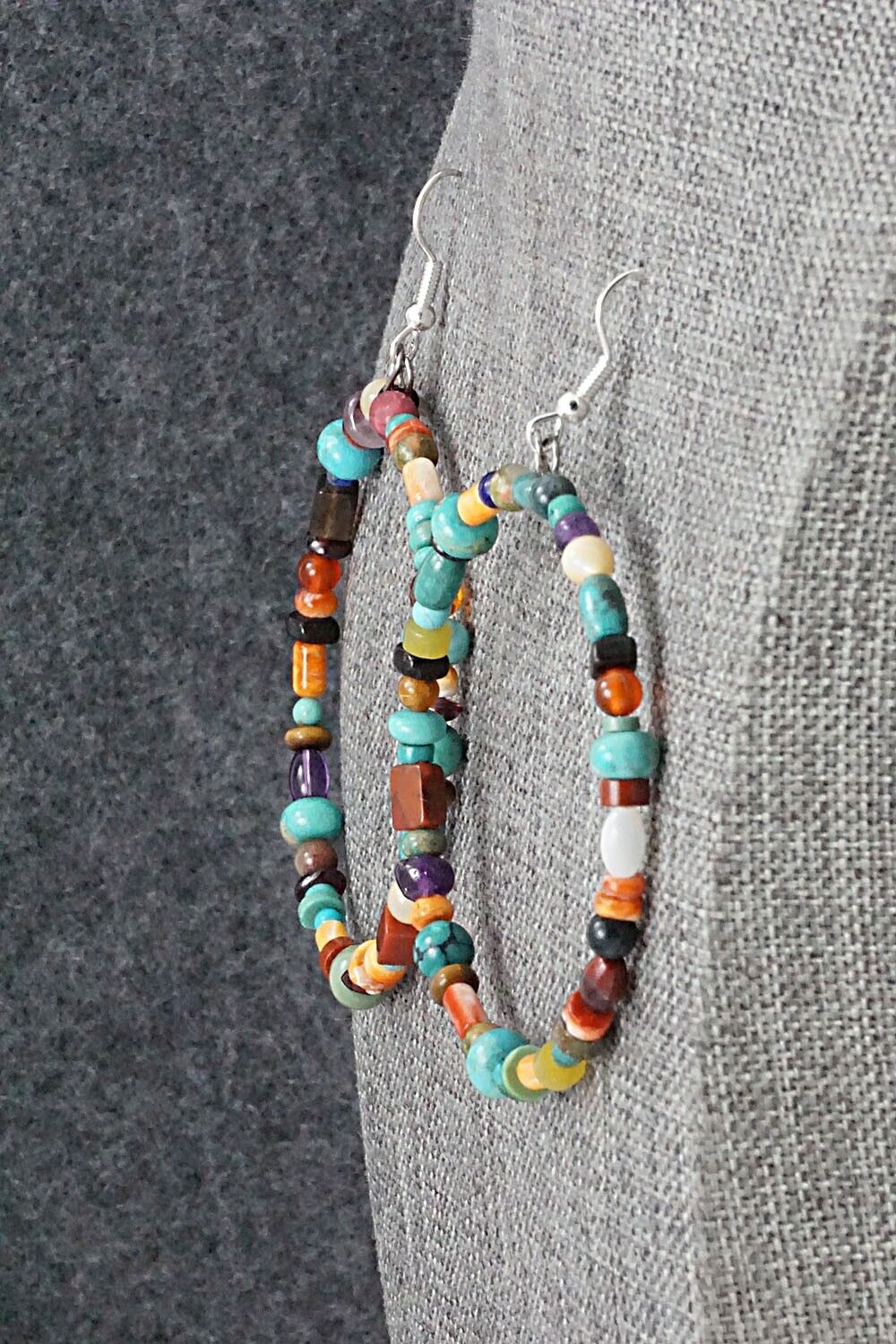 Multi-Stone & Sterling Silver Earrings - Helen Tsosie