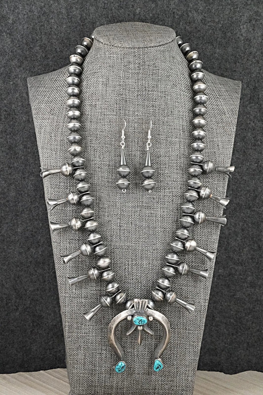 Turquoise & Sterling Silver Squash Blossom Set - Gilbert Martin