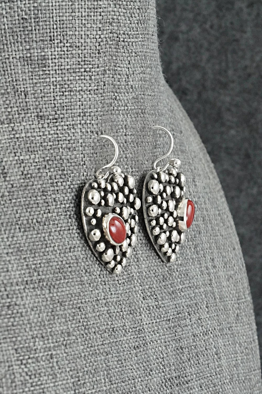 Coral & Sterling Silver Earrings - Raymond Coriz