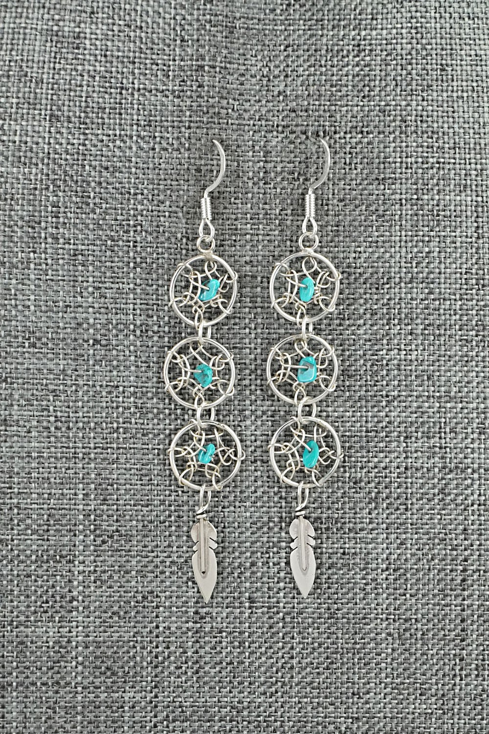 Turquoise & Sterling Silver Earrings - Lorenzo Arviso Jr.