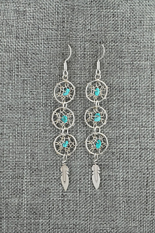Turquoise & Sterling Silver Earrings - Lorenzo Arviso Jr.