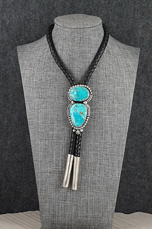 Turquoise & Sterling Silver Bolo Tie - Darrin Livingston