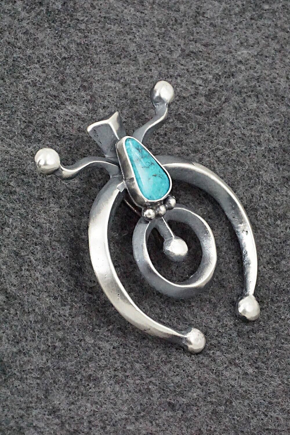 Turquoise & Sterling Silver Pendant - Harrison Bitsue