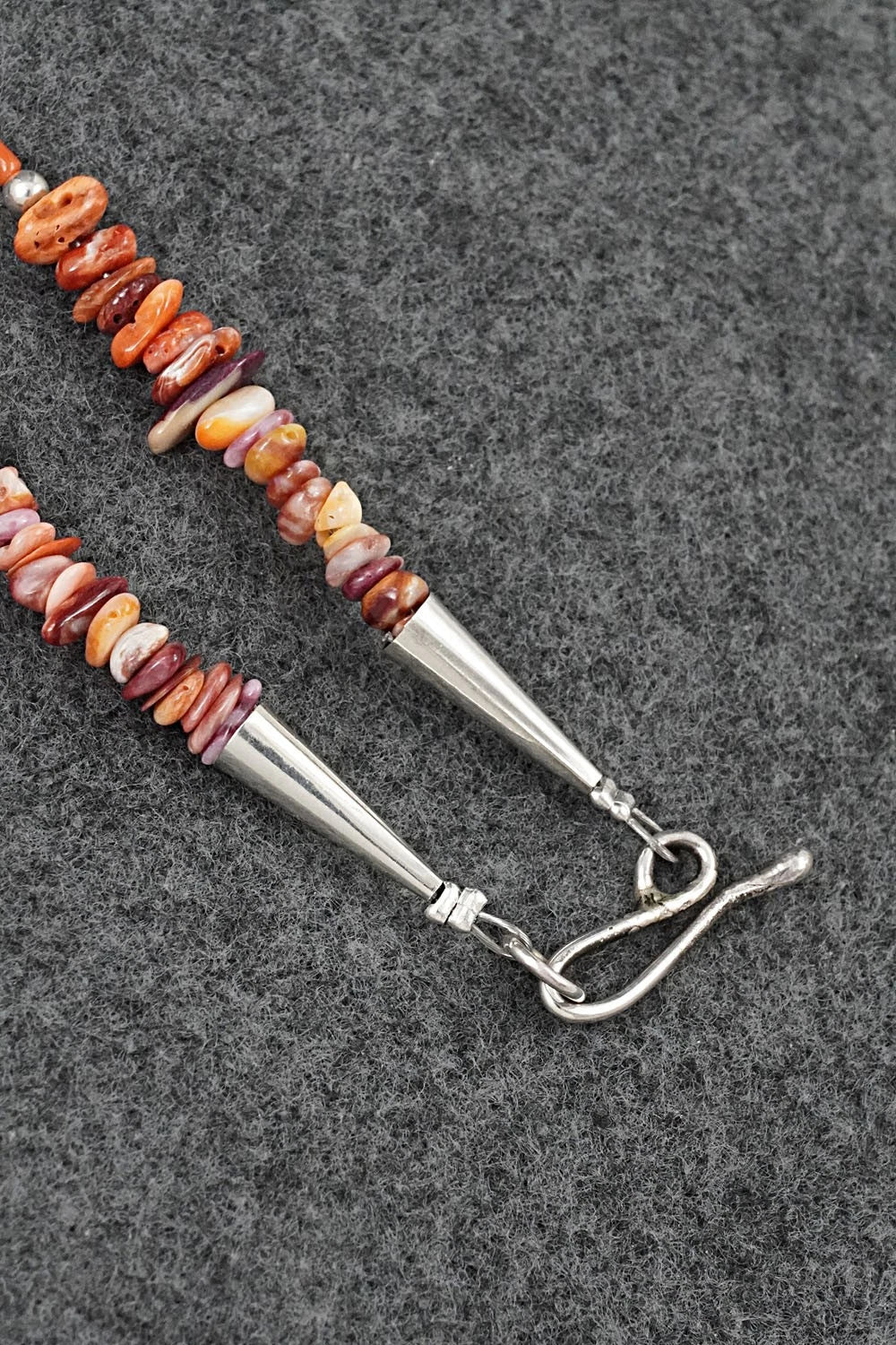 Spiny Oyster, Turquoise & Sterling Silver Necklace 22" - Erika Brown