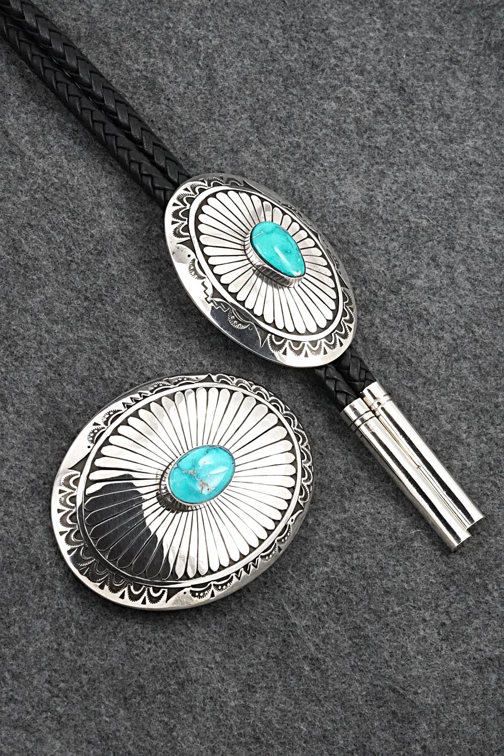 Turquoise & Sterling Silver Bolo Tie & Belt Buckle Set - Charlie John