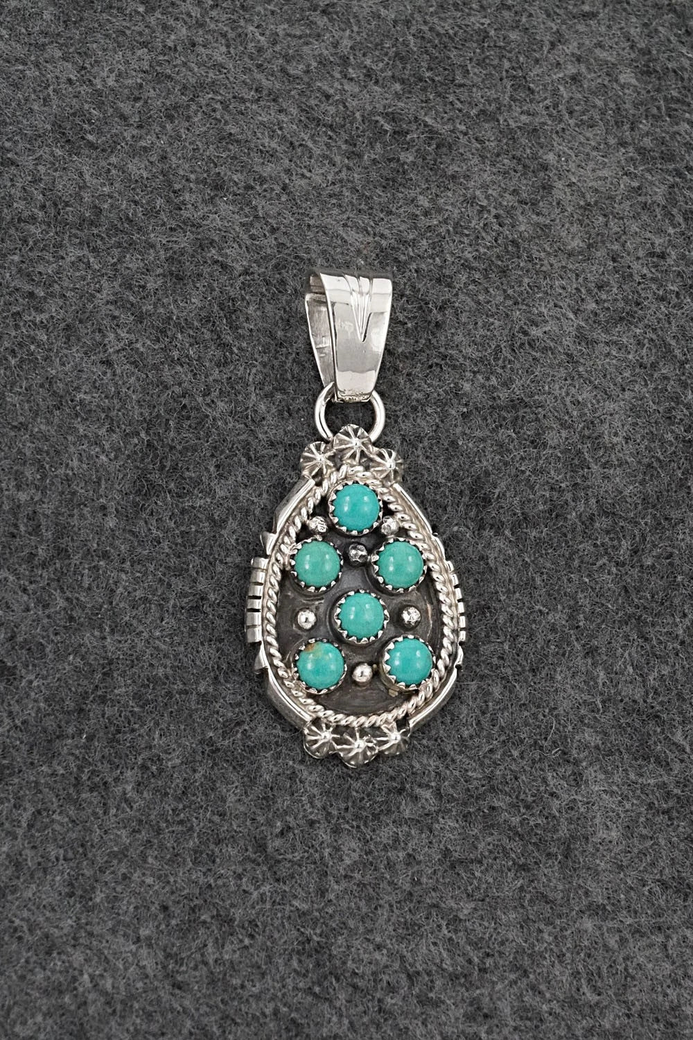 Turquoise & Sterling Silver Pendant - Kenny Lonjose