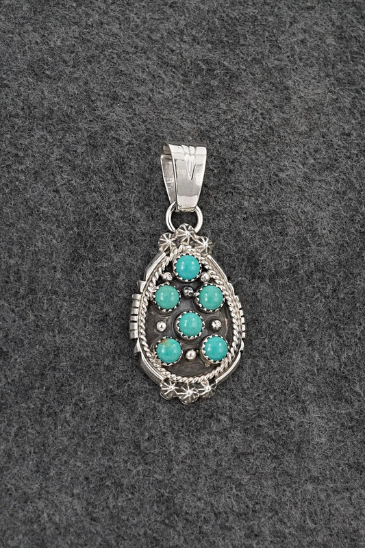 Turquoise & Sterling Silver Pendant - Kenny Lonjose