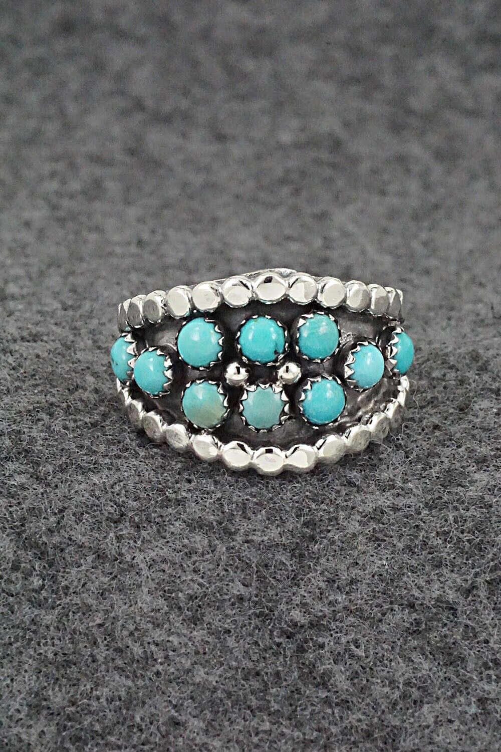 Turquoise & Sterling Silver Ring - Kenny Lonjose - Size 9.75