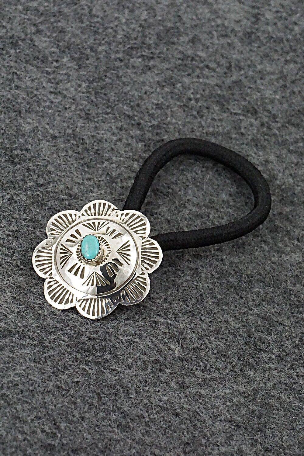 Turquoise & Sterling Silver Hair Tie - Bertha Begay