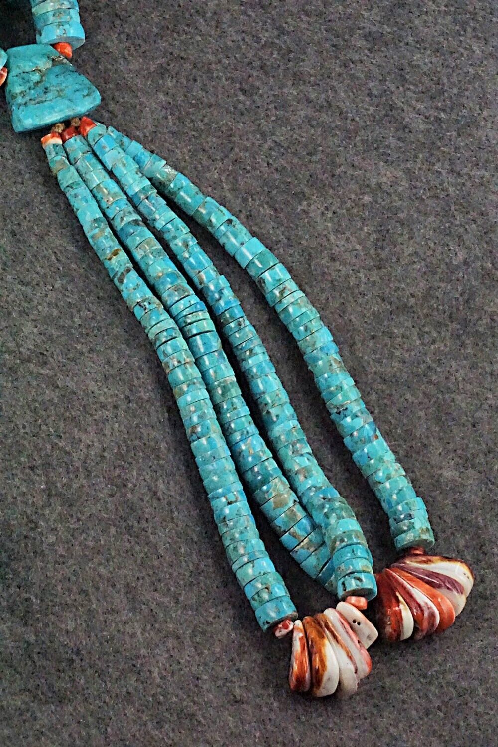 Spiny Oyster, Turquoise & Sterling Silver Necklace - Lupe Lovato