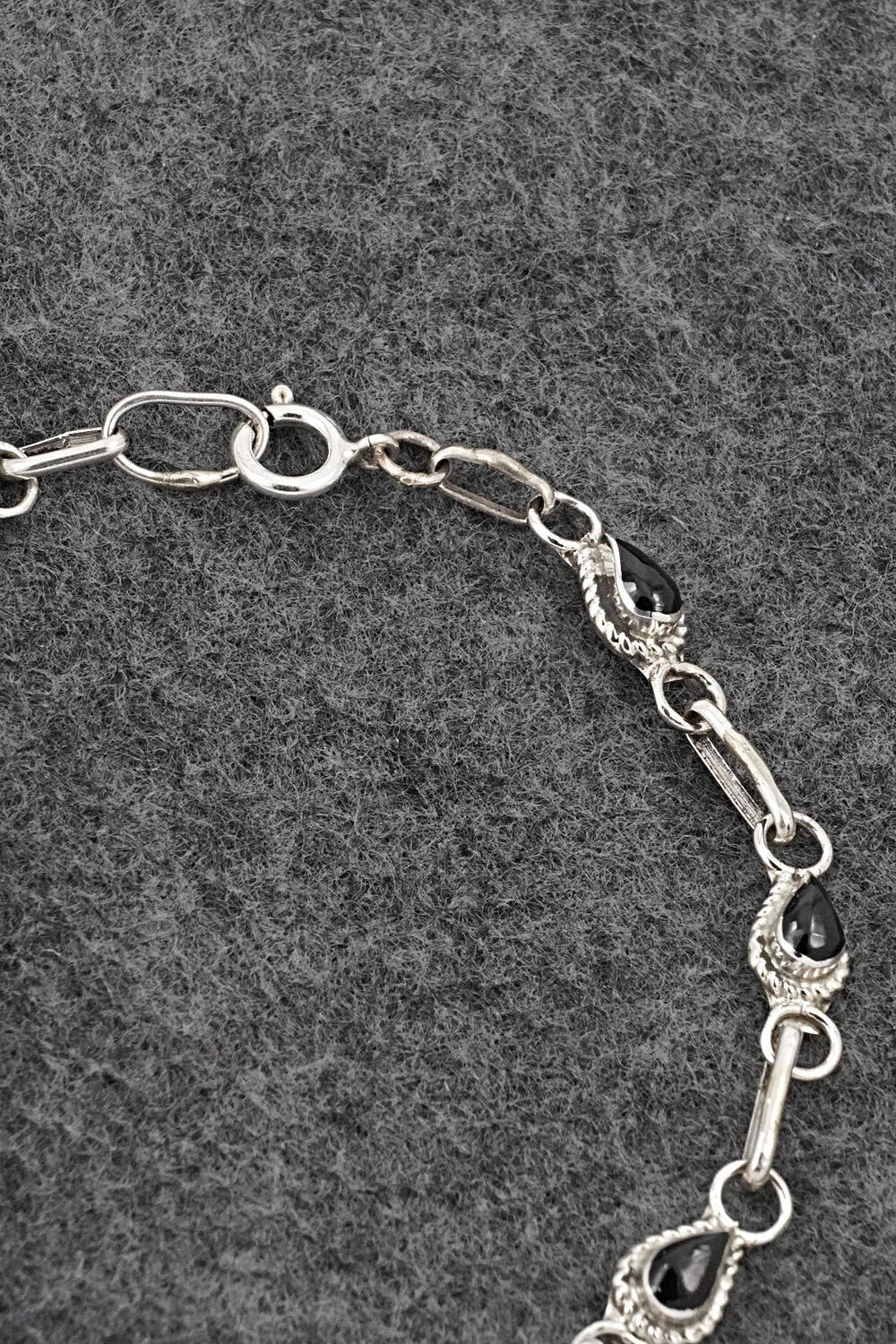 Onyx & Sterling Silver Link Bracelet - Carol Lateyice