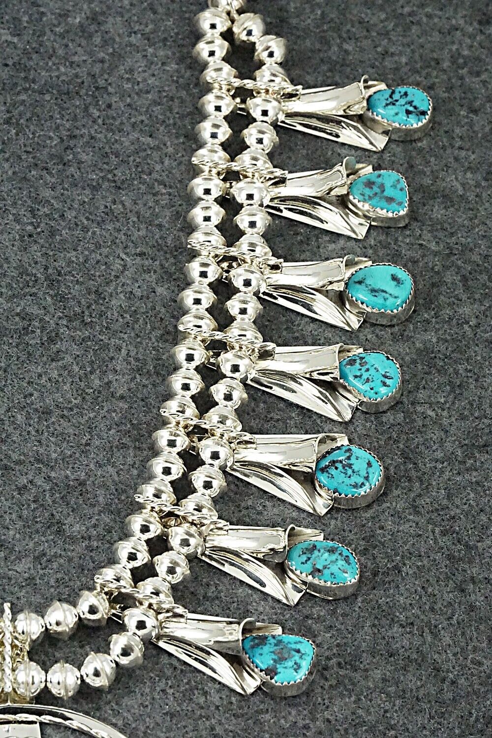 Turquoise & Sterling Silver Squash Blossom Set - Louise Yazzie