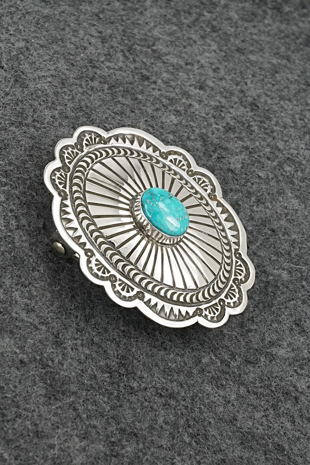 Turquoise & Sterling Silver Belt Buckle - Arnold Blackgoat