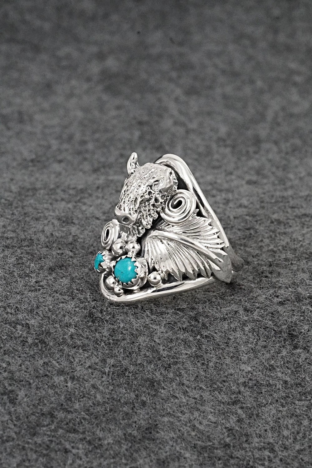 Turquoise & Sterling Silver Ring - Darrell Morgan - Size 10