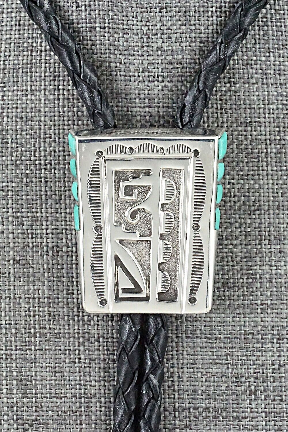Turquoise & Sterling Silver Bolo Tie - Leonard Jim