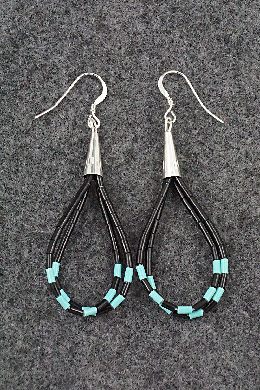 Jet, Turquoise & Sterling Silver Earrings - Ramona Bird