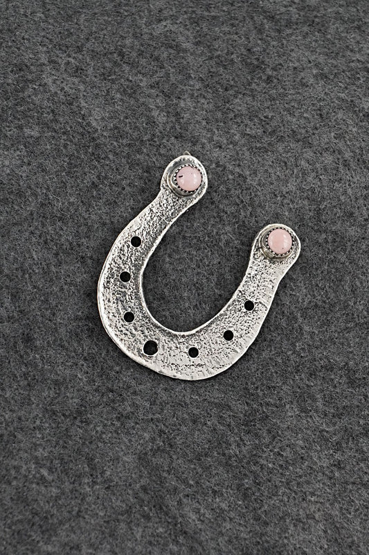 Pink Conch & Sterling Silver Pendant - Darius Arviso