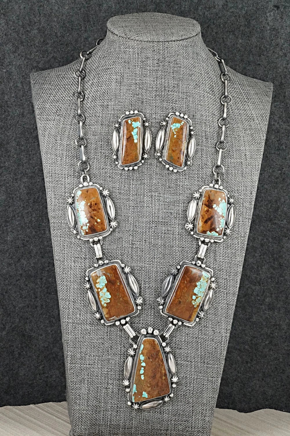 Turquoise & Sterling Silver Necklace and Earrings Set - Bob Becenti