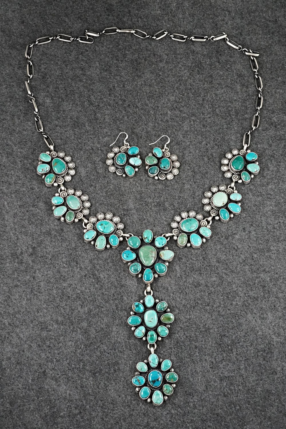 Turquoise & Sterling Silver Necklace and Earrings Set - Rosita Calladitto