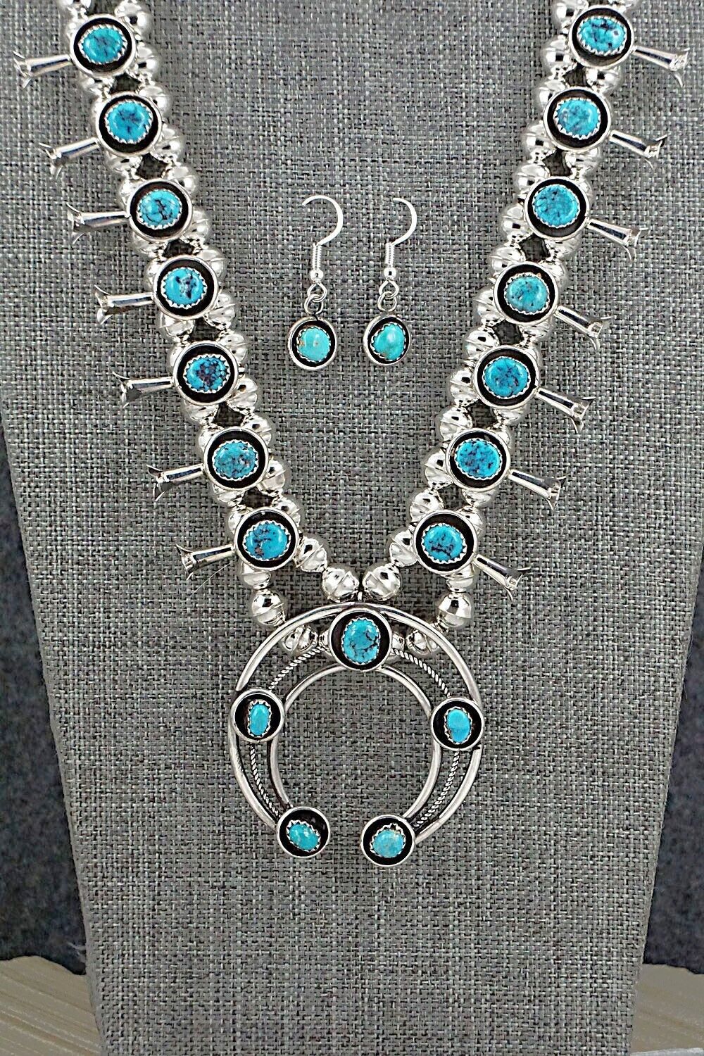 Turquoise & Sterling Silver Squash Blossom Set - Phil Garcia