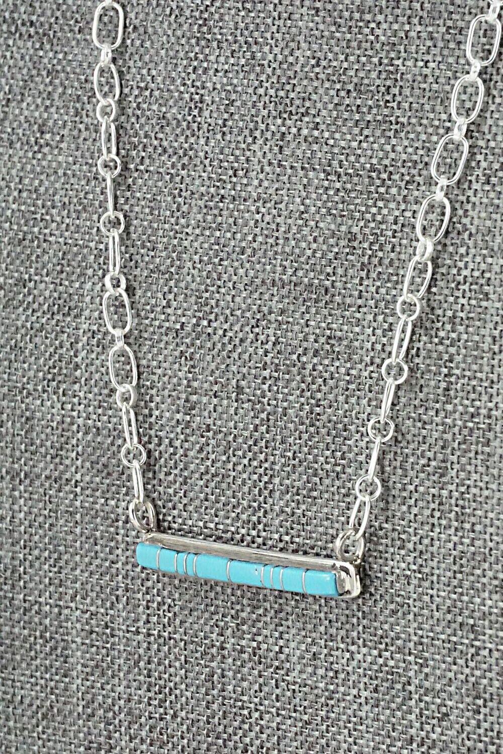 Turquoise & Sterling Silver Necklace - Roland Natachu