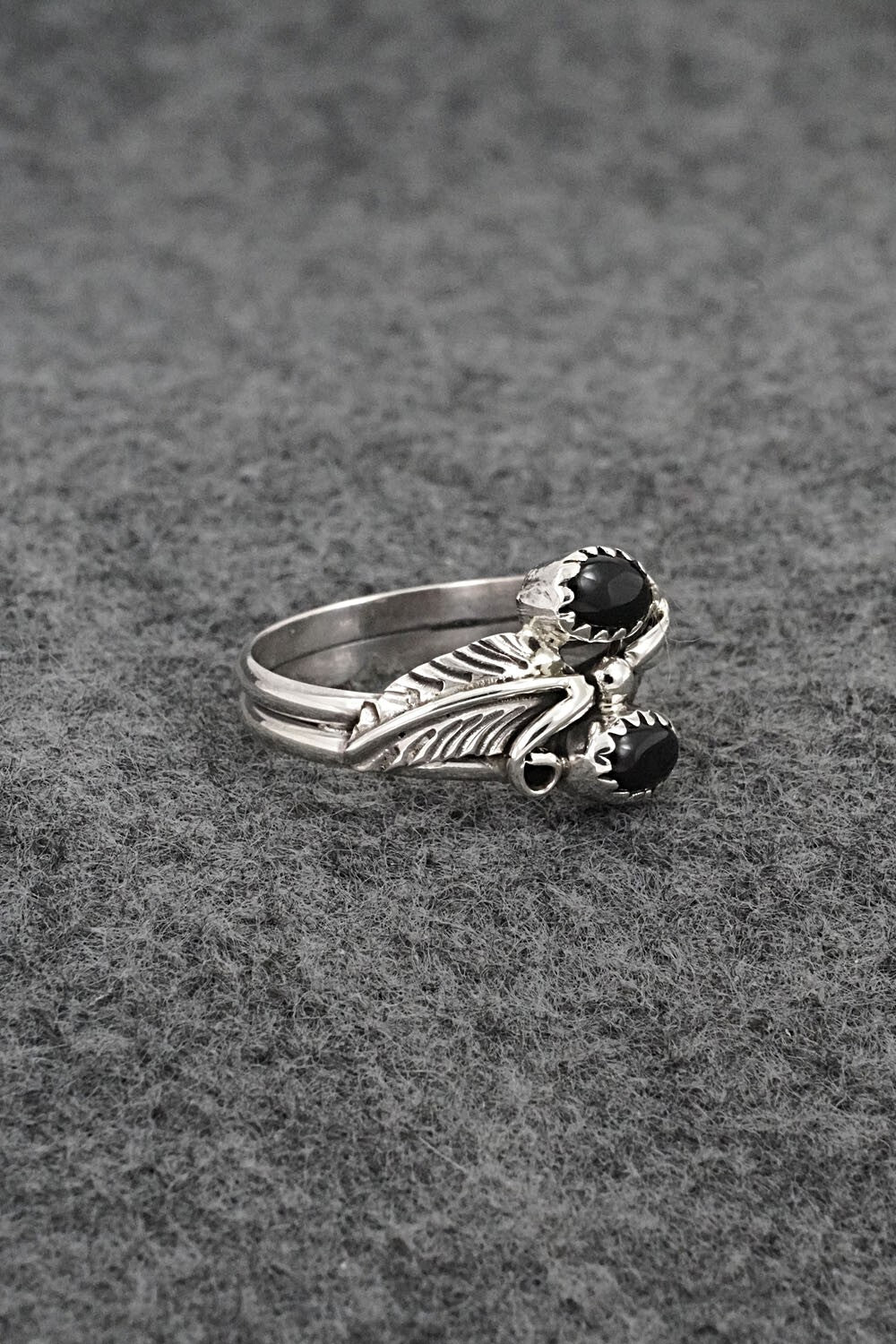 Onyx & Sterling Silver Ring - Harry B. Yazzie - Size 7.5