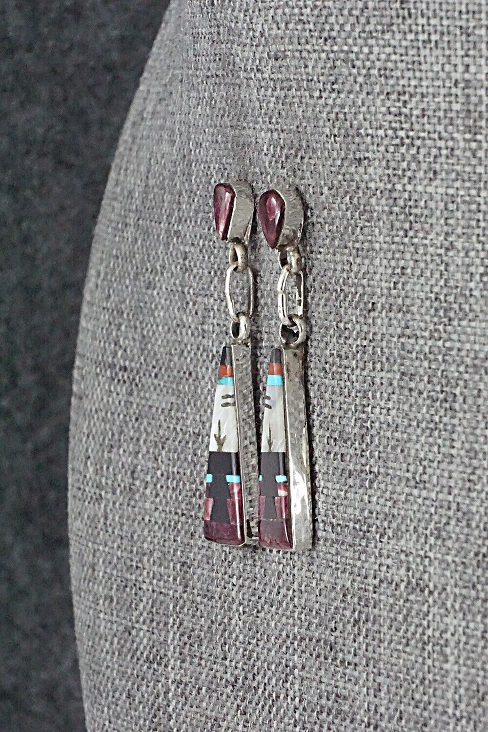 Multi-Stone Inlay & Sterling Silver Earrings - Jason Bobelu