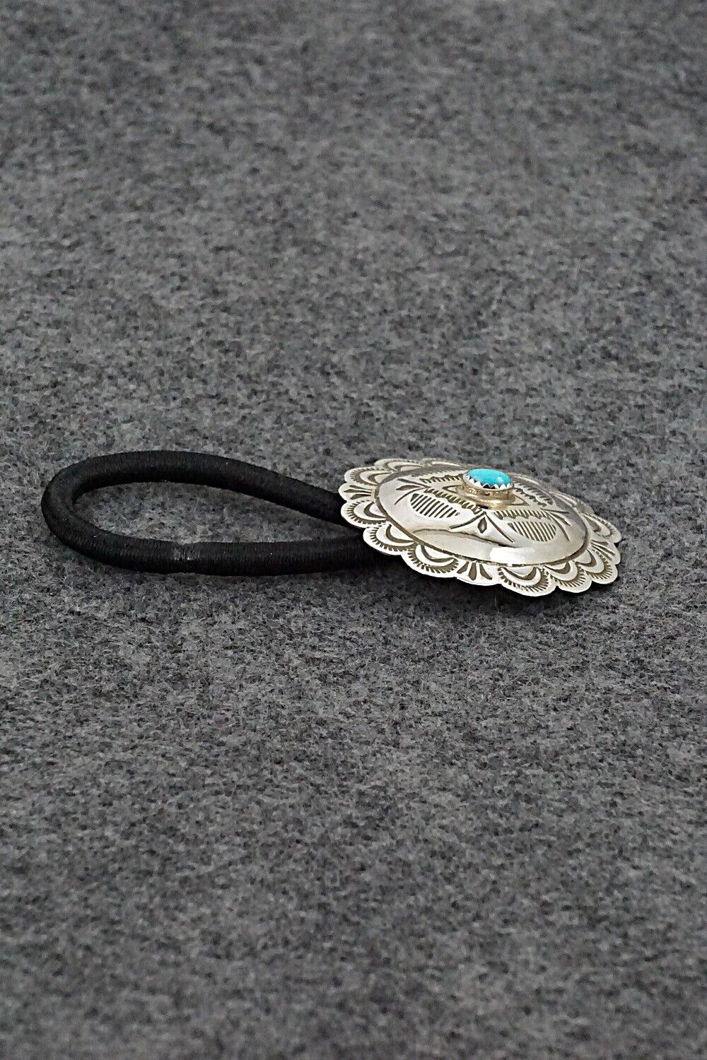 Turquoise & Sterling Silver Hair Tie - Bertha Begay